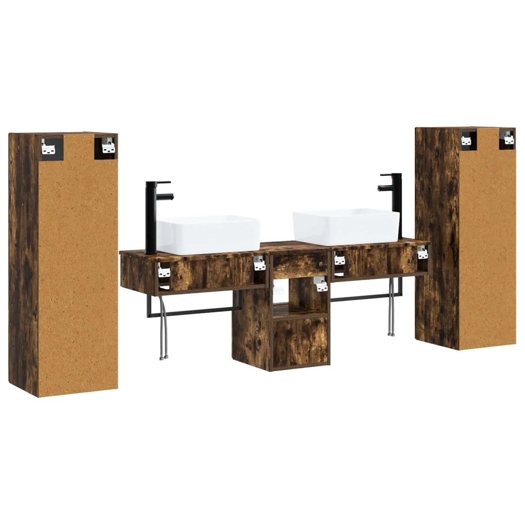 Set di mobili per il bagno 5 pz Rovere Fumo 33 x 34,5 x 100 cm 3405978
