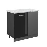 Vicco Mobile ad angolo cucina Nero lucido 86 cm PL Marmo