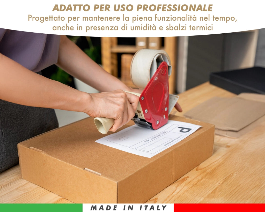 Nastro Adesivo Da Imballaggio Pacchi 50mm x 66 Metri Acrilico Resistente All'Acqua Silenzioso Sigilla Spedizioni Protezione Per Trasloco Prodotto Italiano Trasparente - 24 Rotoli