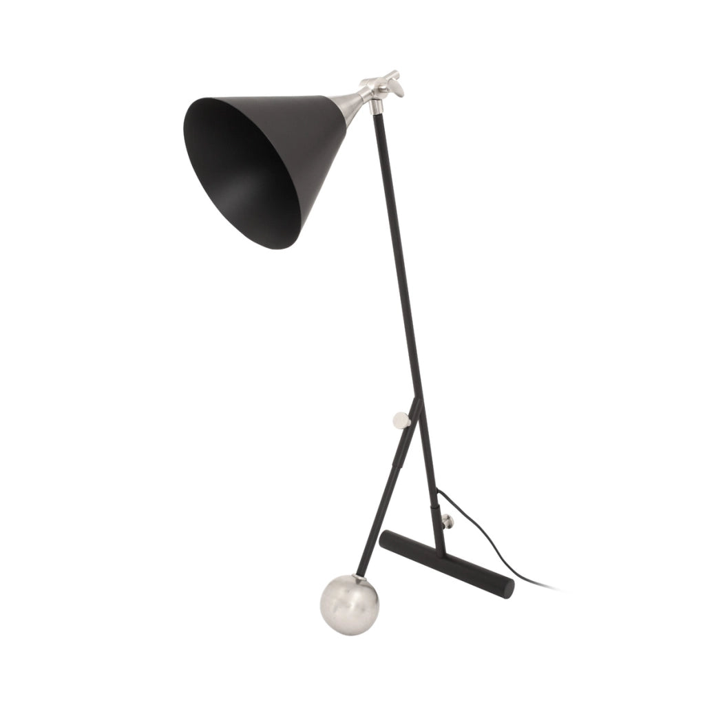 Lampada da tavolo Celeste in metallo nero e argento