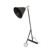 Lampada da tavolo Celeste in metallo nero e argento