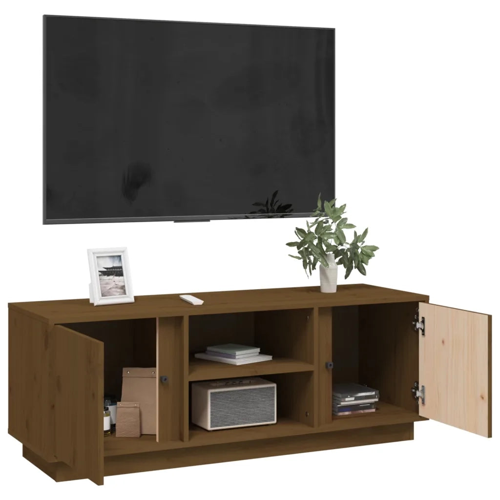 Mobile Porta TV Miele 110x35x40,5 cm in Legno Massello di Pino cod mxl 26423