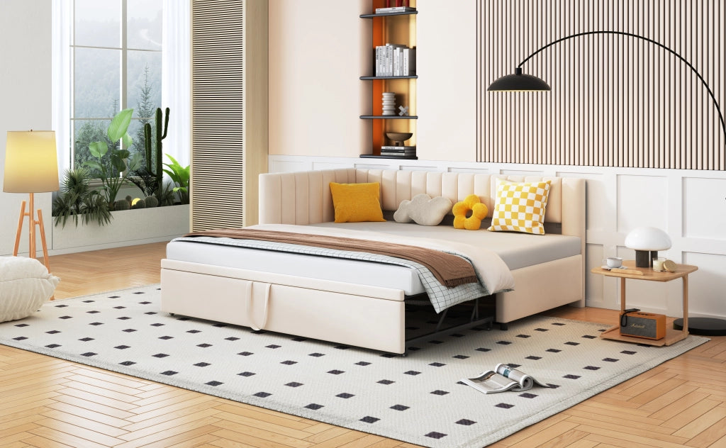 Divano letto a L con letto estraibile velluto 90x200 cm