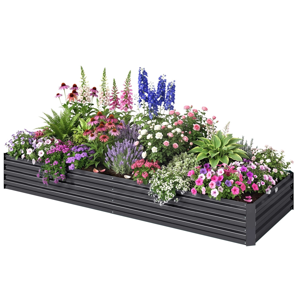 Giardiniere da esterno rettangolare ¨C zephmum ¨C grigio acciaio 241x90x30 cm