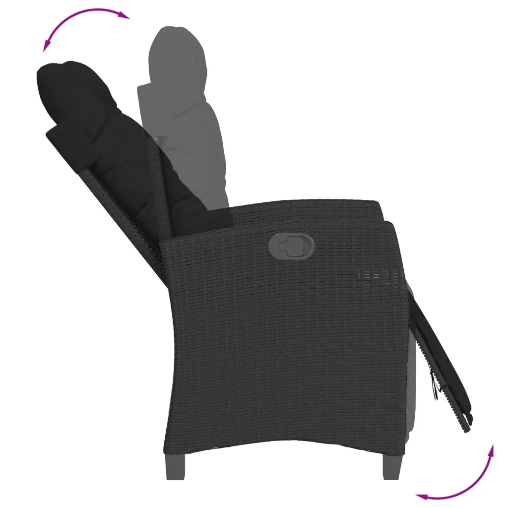 Set da Pranzo da Giardino 7 pz Nero con Cuscini in Polyrattan 3212640