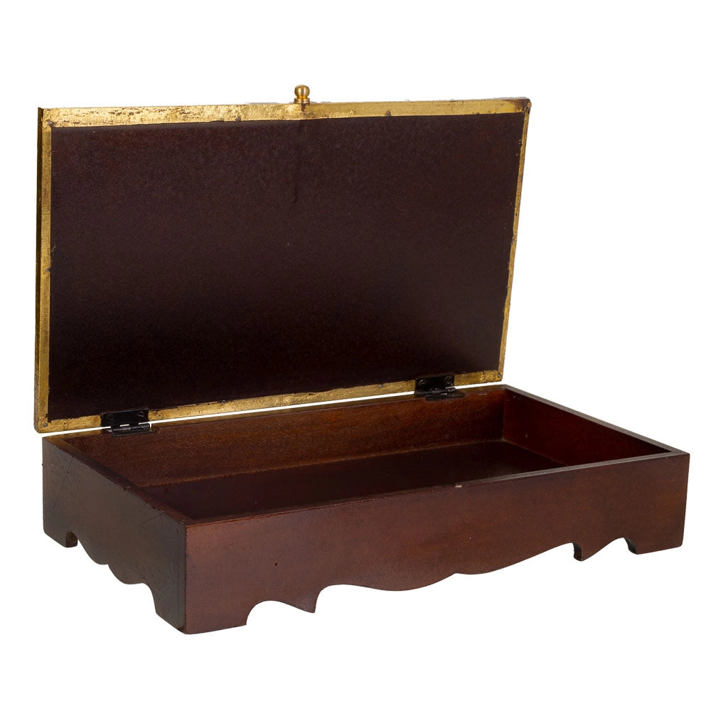 Portagioie in legno e metallo marrone 33x20,5x7h