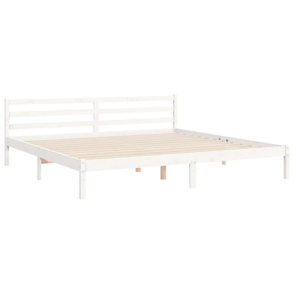 Giroletto con Testiera Bianco 200x200 cm in Legno Massello 3195307