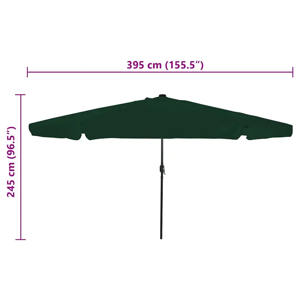Ombrello da giardino-Ombrellone da spiaggia Verde 395 x 395 x 245 cm Poliestere