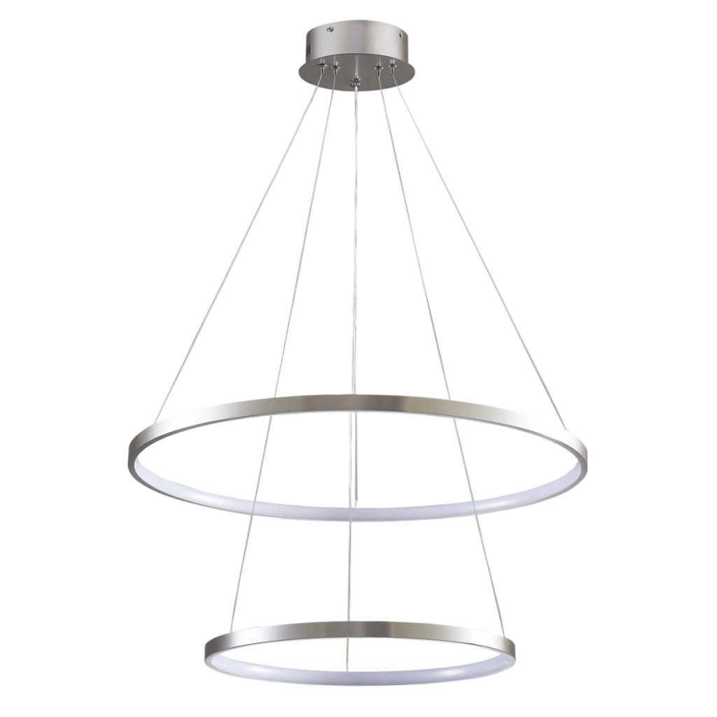 Lampadario LED Polux LEA 35W 4000K nichel Ø60 due anelli