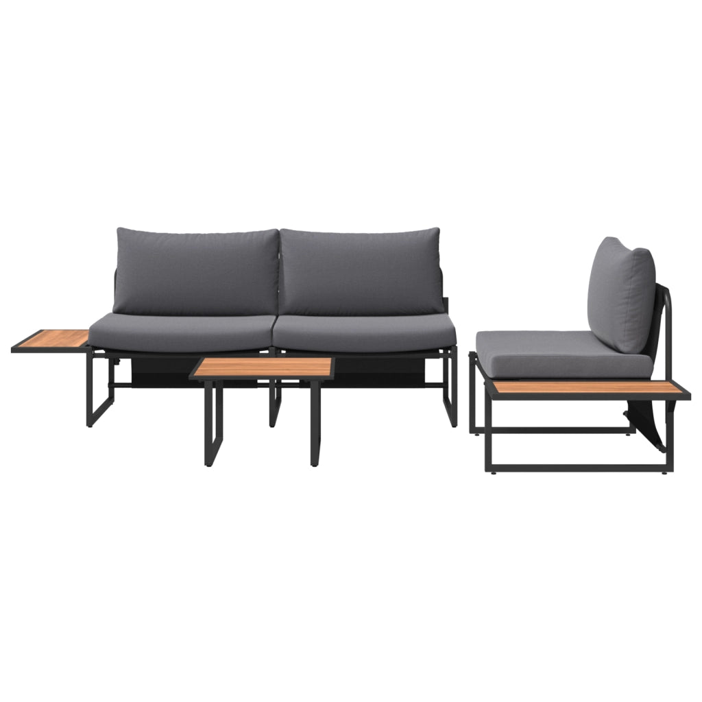 Set divano da giardino a 3 pezzi con cuscini antracite