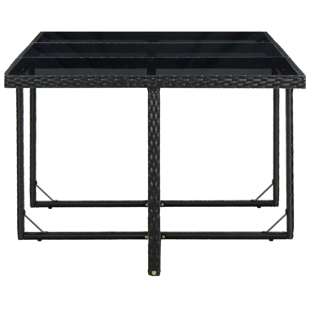 Set di mobili da giardino mobili da esterno 11 pezzi con cuscini resina intrecciata nera 02_0015453