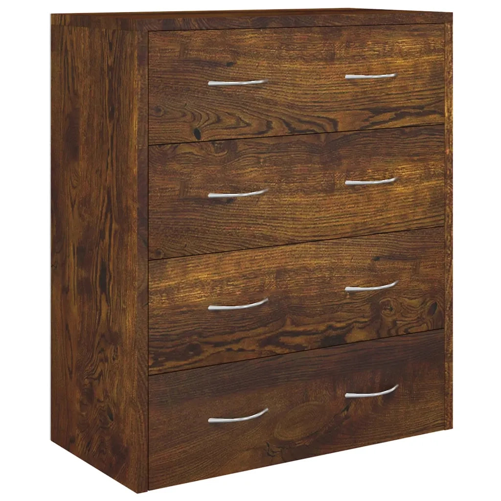 Credenza con 4 Cassetti-Buffet 60x30,5x71 cm Rovere fumo