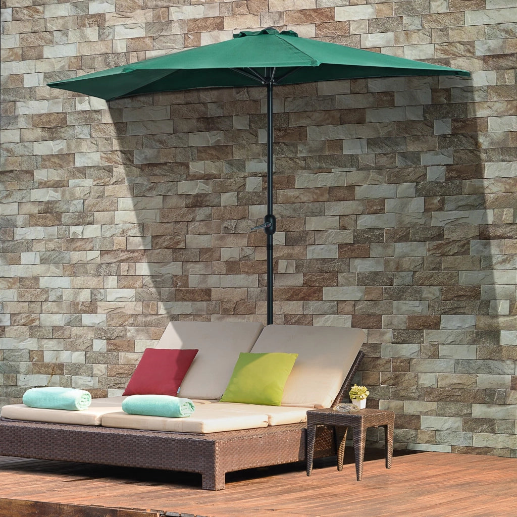 EasyComfort Ombrellone Semicircolare da Parete 2.7x2.4 m con Apertura a Manovella in Poliestere, Verde