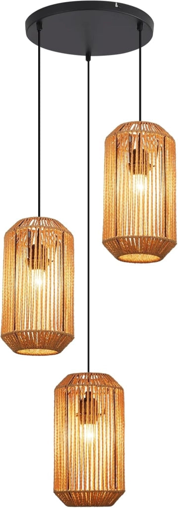 Lampada a sospensione ZMH vintage nera a 3 luci per tavolo da pranzo E27 soggiorno (lampadina non inclusa)