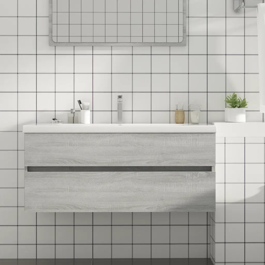 Mobile Lavabo-Armadietto da bagno Grigio Sonoma 100x38,5x45 cm in Legno Multistrato