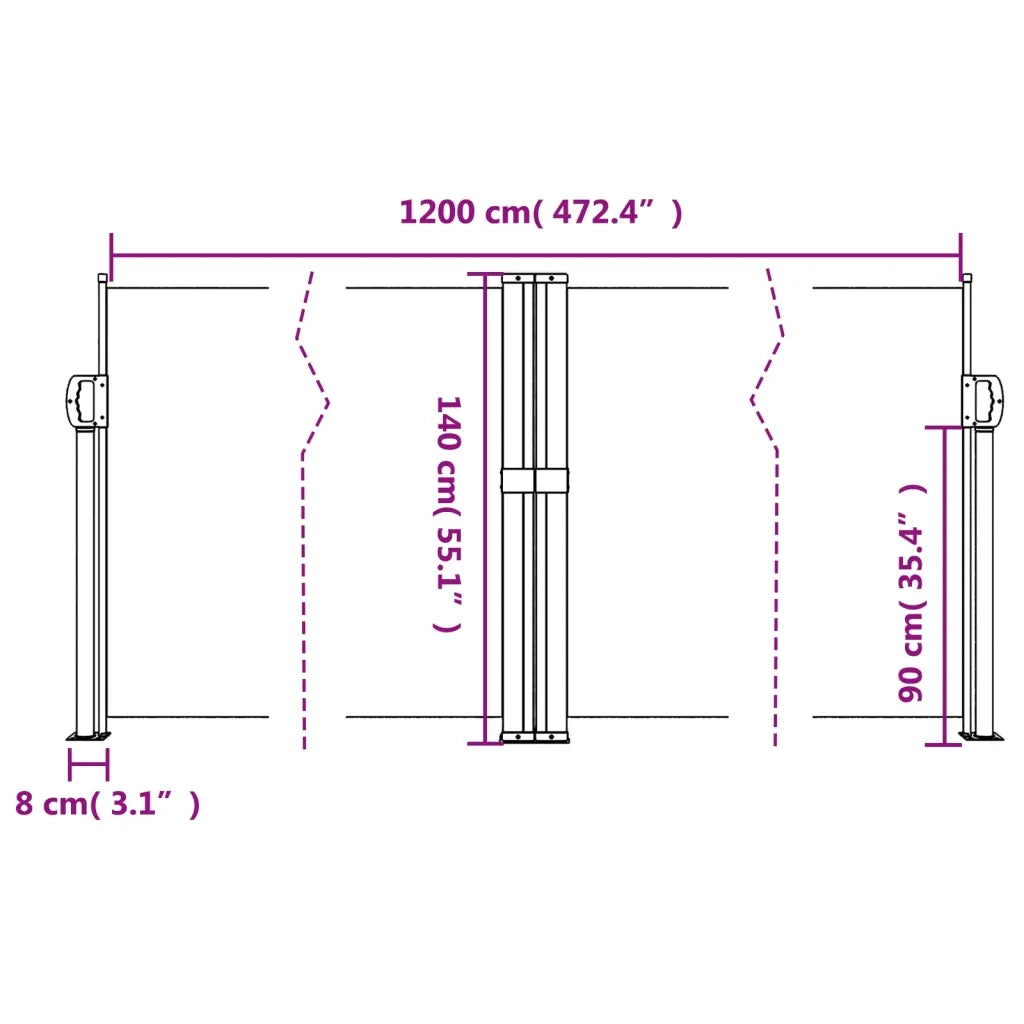 Tenda da Sole Laterale Retrattile Terracotta 140x1200 cm