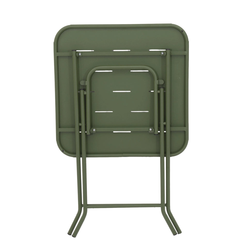 Set bistrot da esterno pieghevole verde con 2 sedie e tavolo