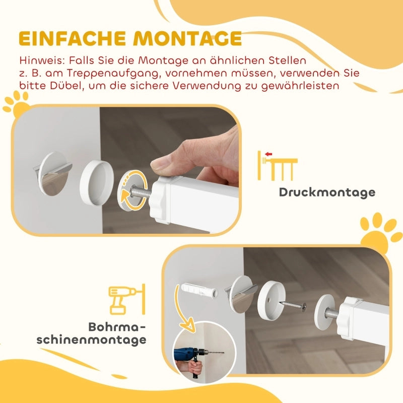 CANCELLETTO DI SICUREZZA regolabile 75-85 cm in plastica bianca con gattaiola