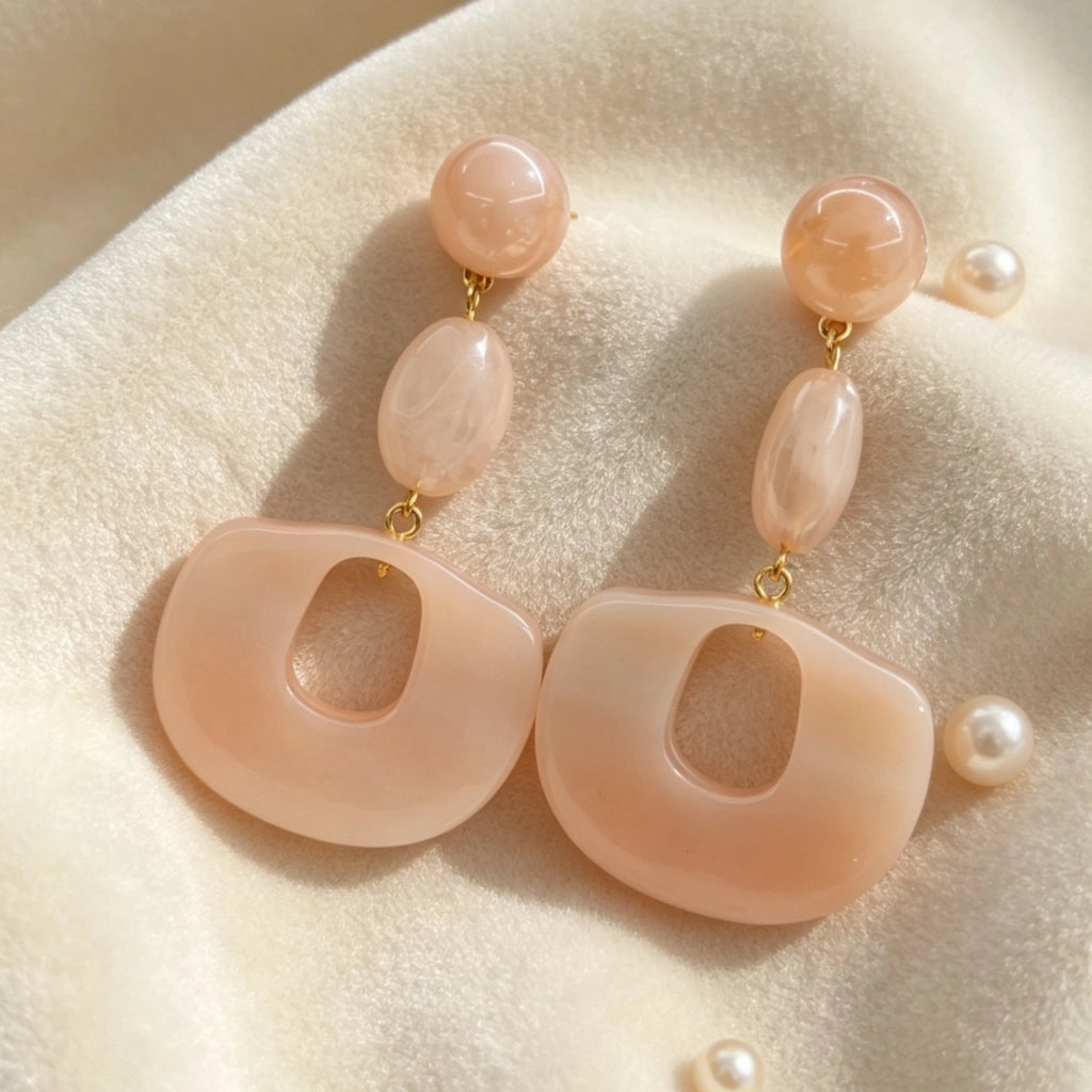 Orecchini ovali rosa in stile retr¨°