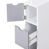 Colonna Bagno, Mobile Bagno Salvaspazio in Legno, Mobiletto con Armadietto, Ripiani e Cassetti, 15x33x136 cm, Grigio Chiaro