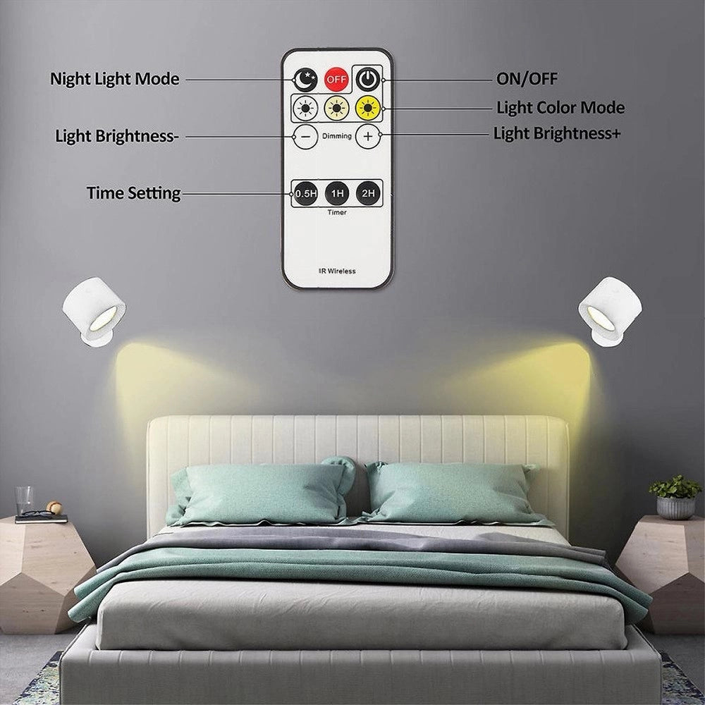 Trade Shop - Lampada Parete Led Luce Fronte Retro Ricarica Usb 3 Colori Luce Orientabile Bd01-3c -
