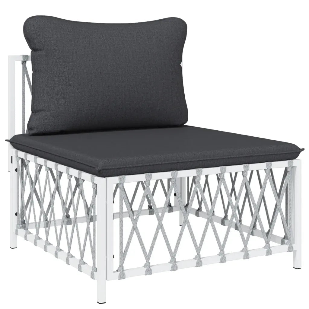 Set Salotto da Giardino 6 pz con Cuscini in Acciaio Bianco 3186866