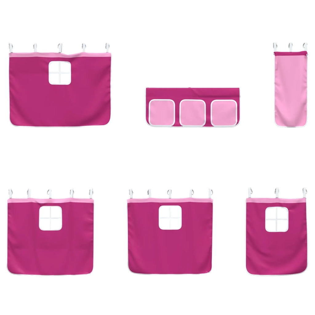 Struttura del Letto Loft per Bambini con Tendine Bianco e Rosa