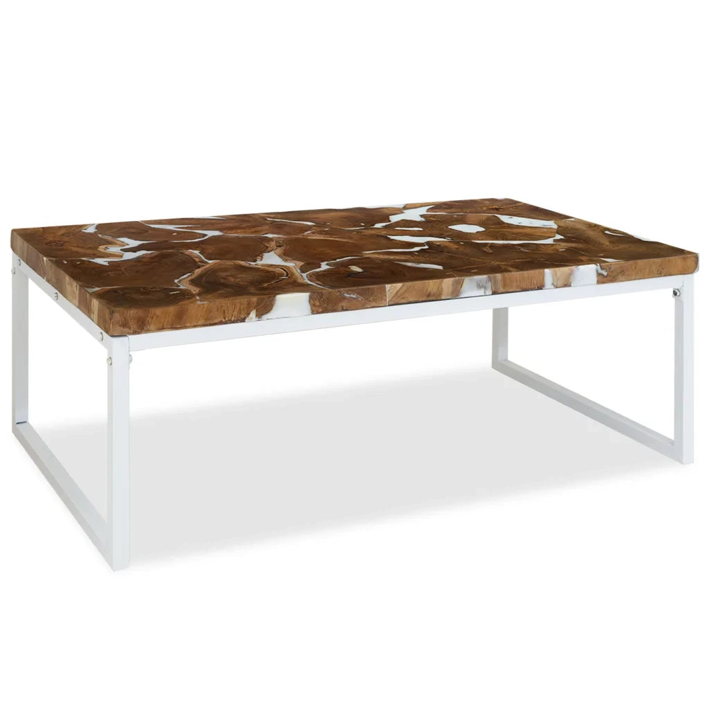 Tavolino da CaffÃ¨ in Legno di Teak e Resina 110x60x40 cm cod mxl 27191