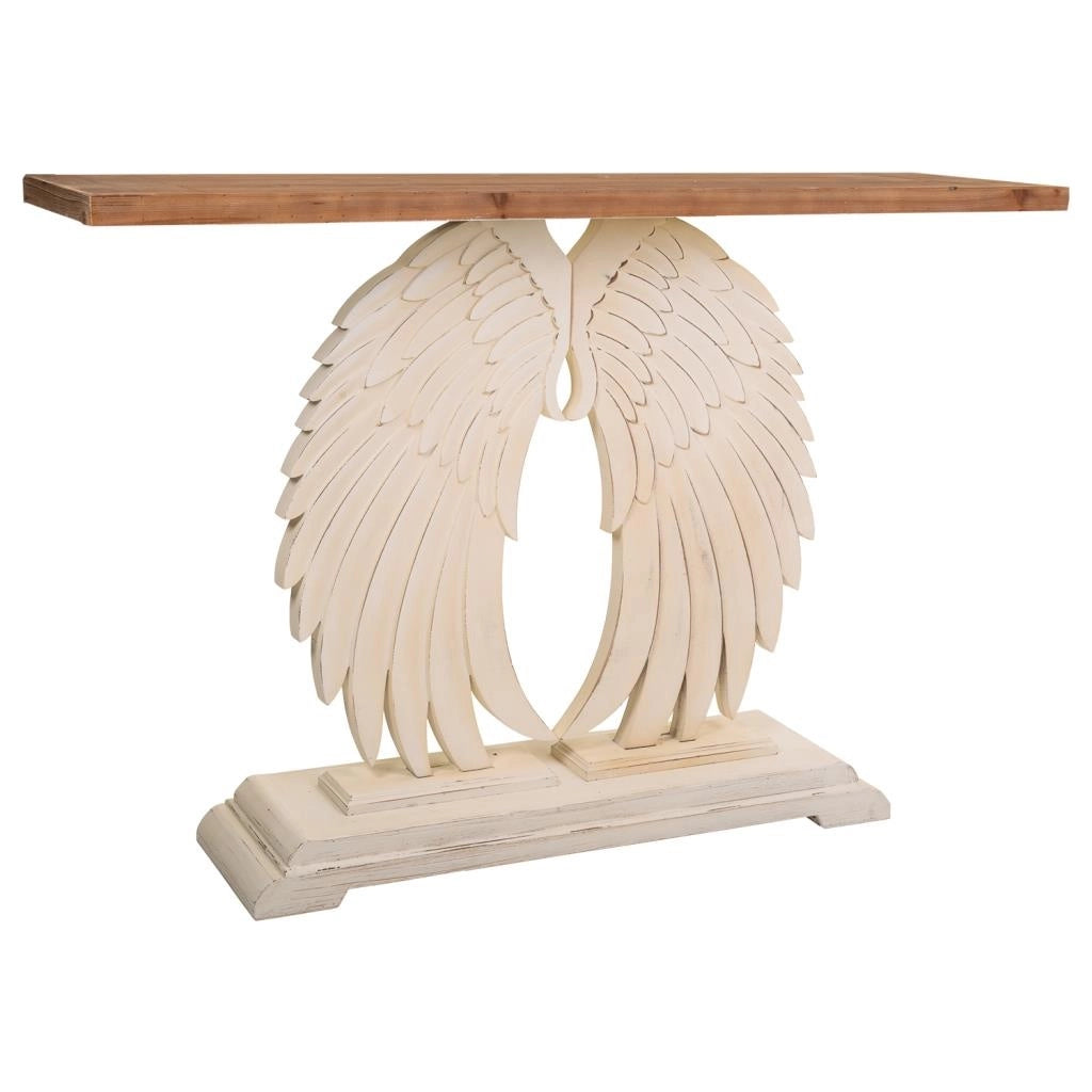 Mobile da ingresso in legno bianco intagliato 150x40x101h
