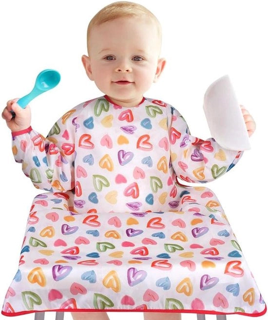 Slabbini con Lunghe Maniche - Slabbino per Bambino Acquaplanato - Slabbino morbido con Diverse Scritte - Da 6 Mesi a 3 Anni.
