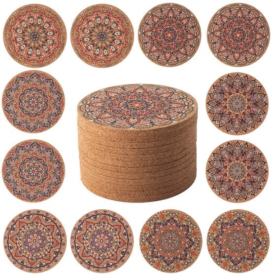 12 pacchi di supporti per bicchieri in gomma, supporti per bicchieri per tavoli da salotto, supporti per bicchieri assorbenti per decorazione cucina e sala da pranzo, diametro circa 10 cm Flower3