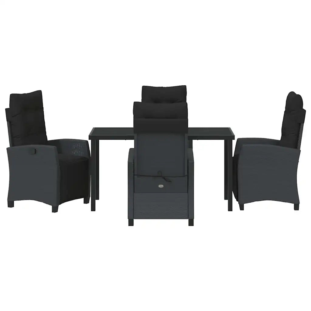 Set da Pranzo per Giardino con cuscino 5 pcs Nero polyrattan 3380423