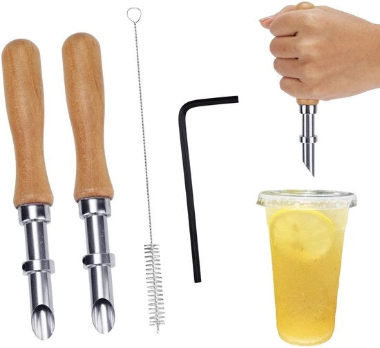 Puntatore per fori di plastica - 16,5 cm - Puntatore con cavo - Puntatore per carta - Puntatore - Pennello in plastica - Chiave in acciaio inossidabile - Puntatore per fori di plastica con punta rotonda