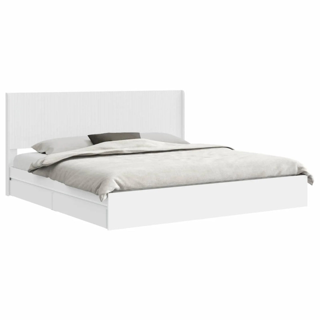 Struttura del letto con stoccaggio e testata-Giroletto con contenitore Bianco 793897