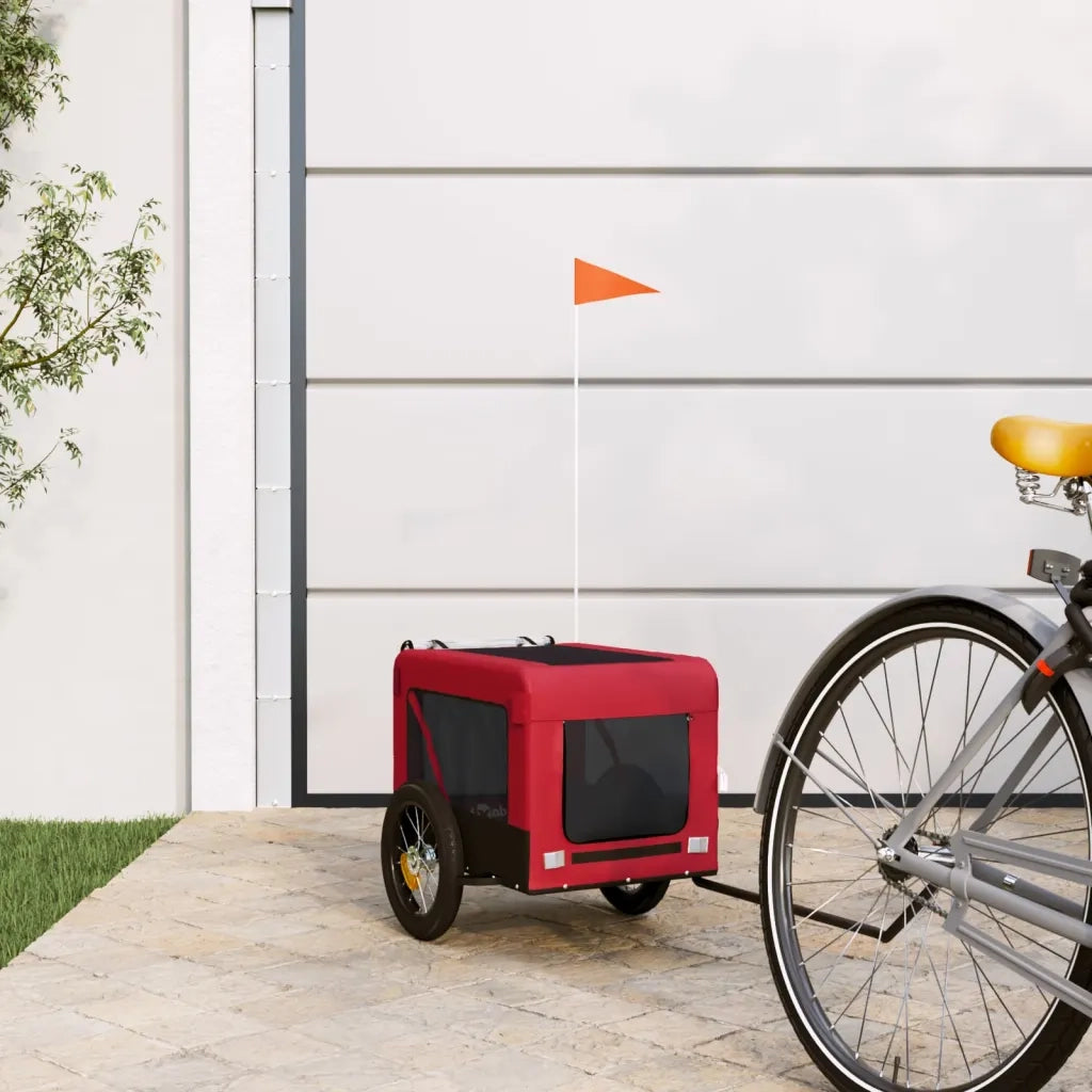 Rimorchio da Bici per Animali Rosso e Nero Oxford e Ferro CFW4479004
