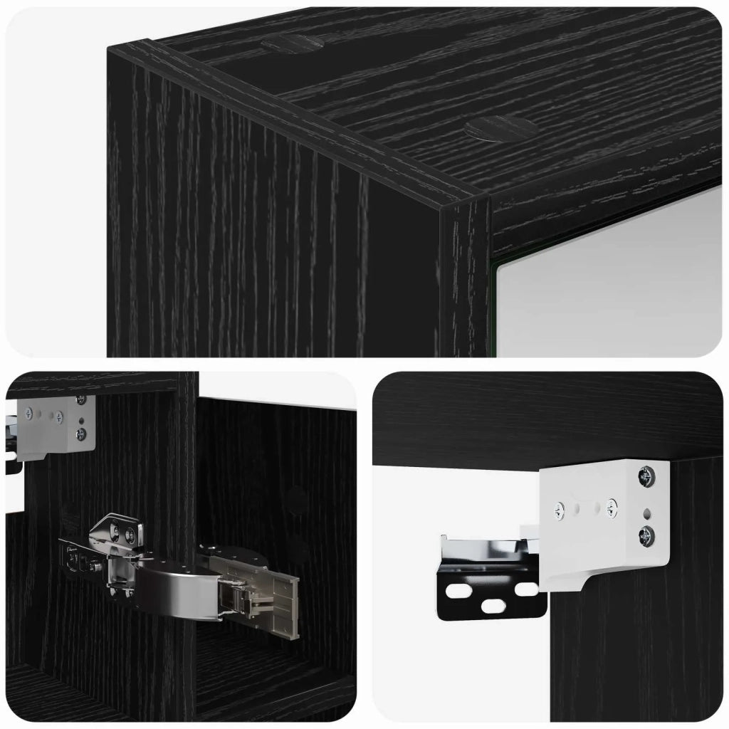 Mobiletto per specchio da bagno Rovere Nero 73,5 x 16 x 62,5 cm