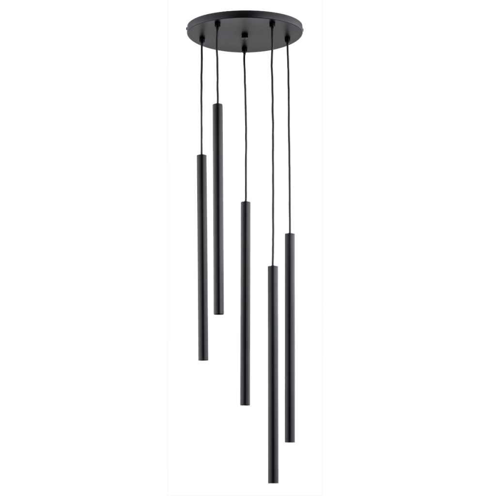 Lampadario a sospensione Collet nero tondo 5xG9 Alfa