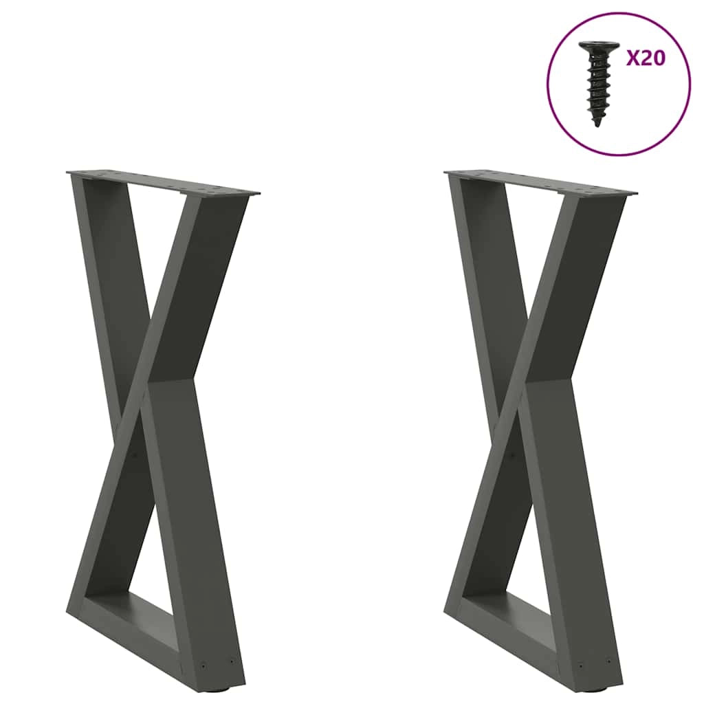 Set di 2 gambe per tavolo da pranzo moderno 60 x 72-73 cm con piedini regolabili in acciaio antracite 02_0057008