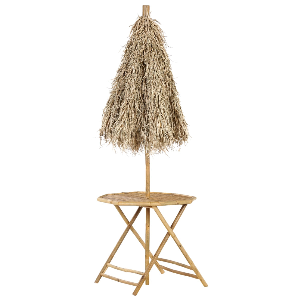 Tavolo bistrot pieghevole legno di bambù chiaro con ombrellone 245 cm giardino terrazza balcone