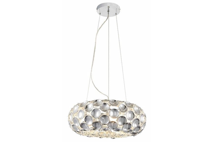 Lampada a sospensione Ontario cromata tonda 3xE14 Reality