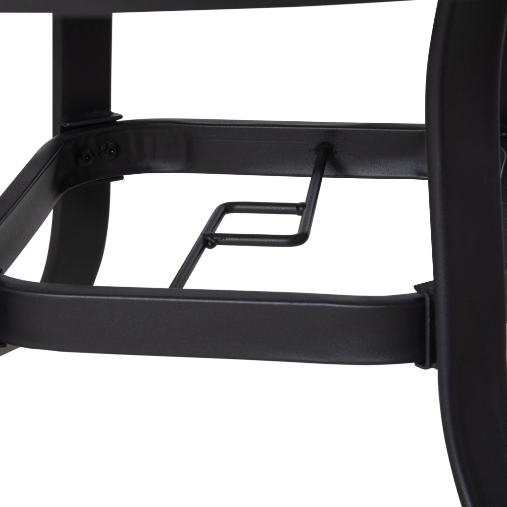 EasyComfort Tavolo da Giardino Rotondo con Foro per Ombrellone in Acciaio e Vetro, Ф106.5x71cm, Nero