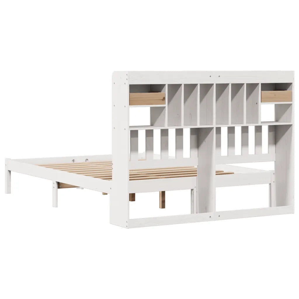 Letto Libreria senza Materasso Bianco 160x200 cm Legno di Pino
