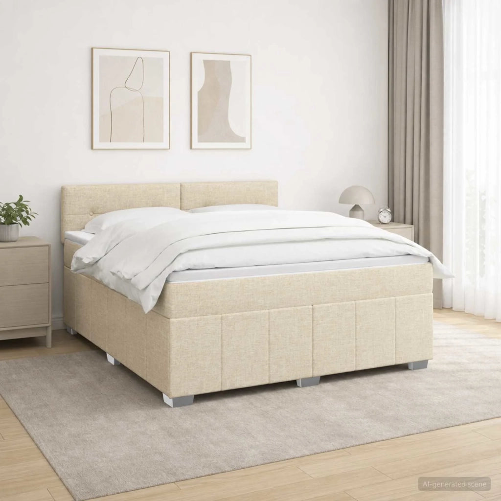 Letto box spring con materasso Crema 140 x 200 cm Tessuto 3452696