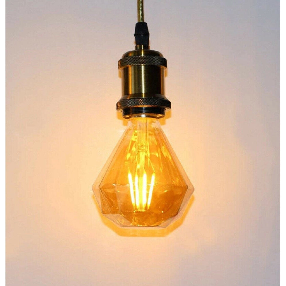 Trade Shop - Lampadina Filamento Diamante Ambra E27 4 Watt Stile Retro Luce Decorativa Dm-oc -