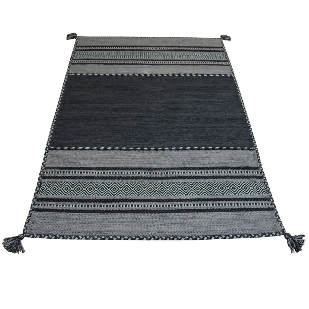 Tappeto ANTIQUE KILIM GRIGIO cm.60x90 tessuto a mano in cotone e ciniglia