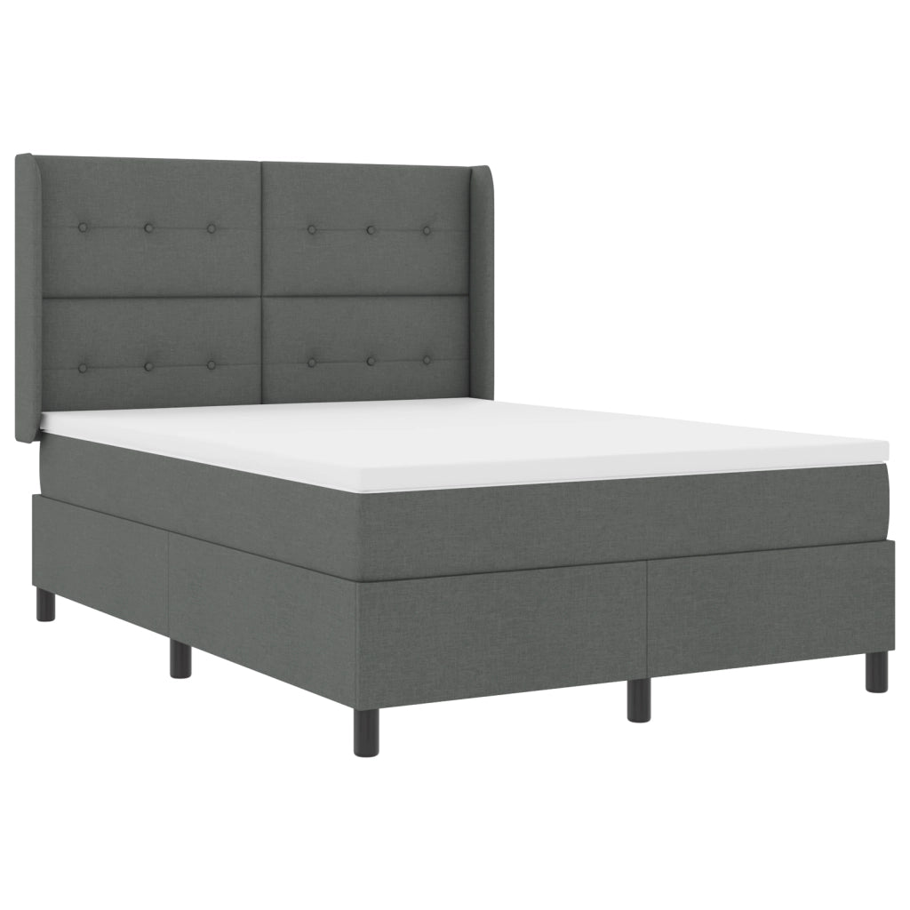 Letto Box Spring con Materasso e LED Grigio Scuro 140x190 cm Tessuto