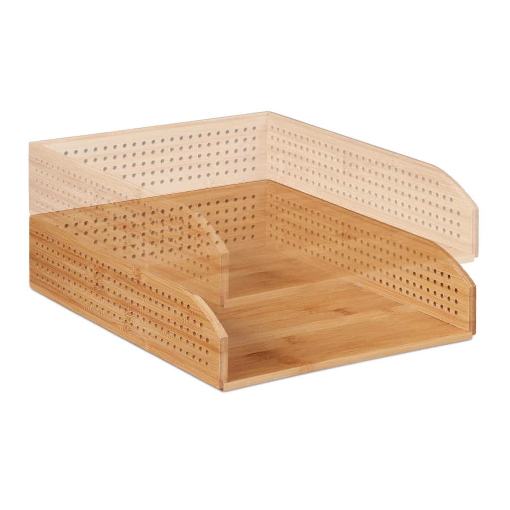 Pratico portacorrispondenza impilabile da ufficio 7 x 25 x 33 cm in bambù naturale 13_0004038