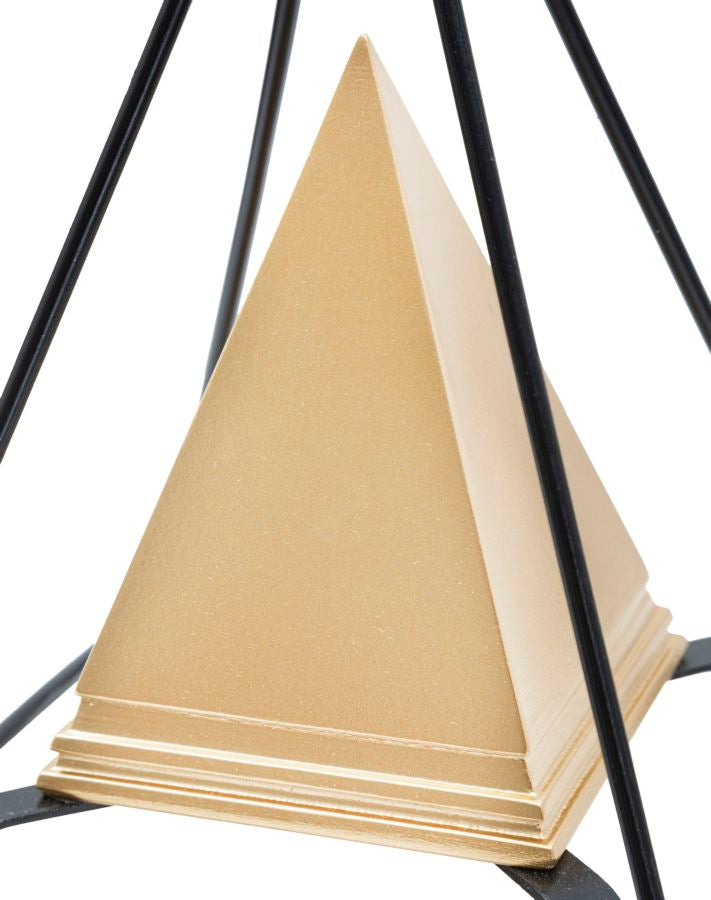 Piramide Oro con Ferro 15x15x21 cm in Poliresina e Ferro