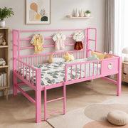 Letto a soppalco basso per bambini 90x200 cm rosa
