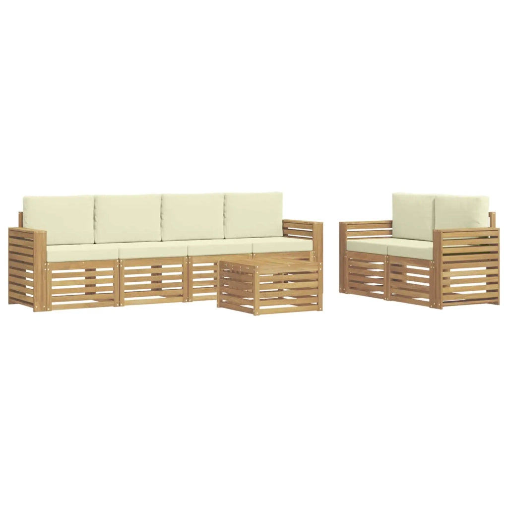 Set di divani da esterno 7 pcs Bianco e Crema Poliestere 3391440